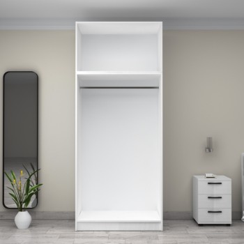 Ντουλάπα ρούχων Art Maison Finamore δίφυλλη με πατάρι χρώμα λευκό 100x60x240εκ.