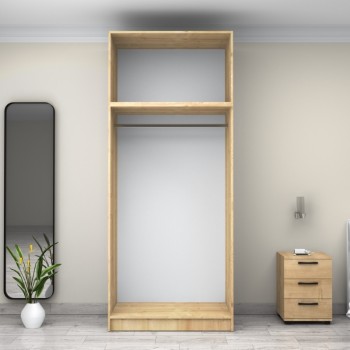 Ντουλάπα ρούχων Art Maison Finamore δίφυλλη με πατάρι χρώμα φυσικό οξιάς 100x60x240εκ.