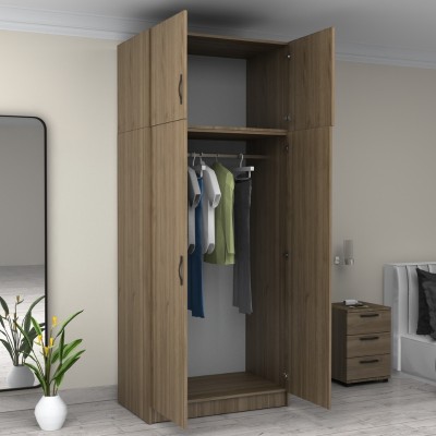 Ντουλάπα ρούχων Art Maison Finamore δίφυλλη με πατάρι χρώμα καρυδί 100x60x240εκ.