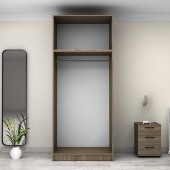 Ντουλάπα ρούχων Art Maison Finamore δίφυλλη με πατάρι χρώμα καρυδί 100x60x240εκ.