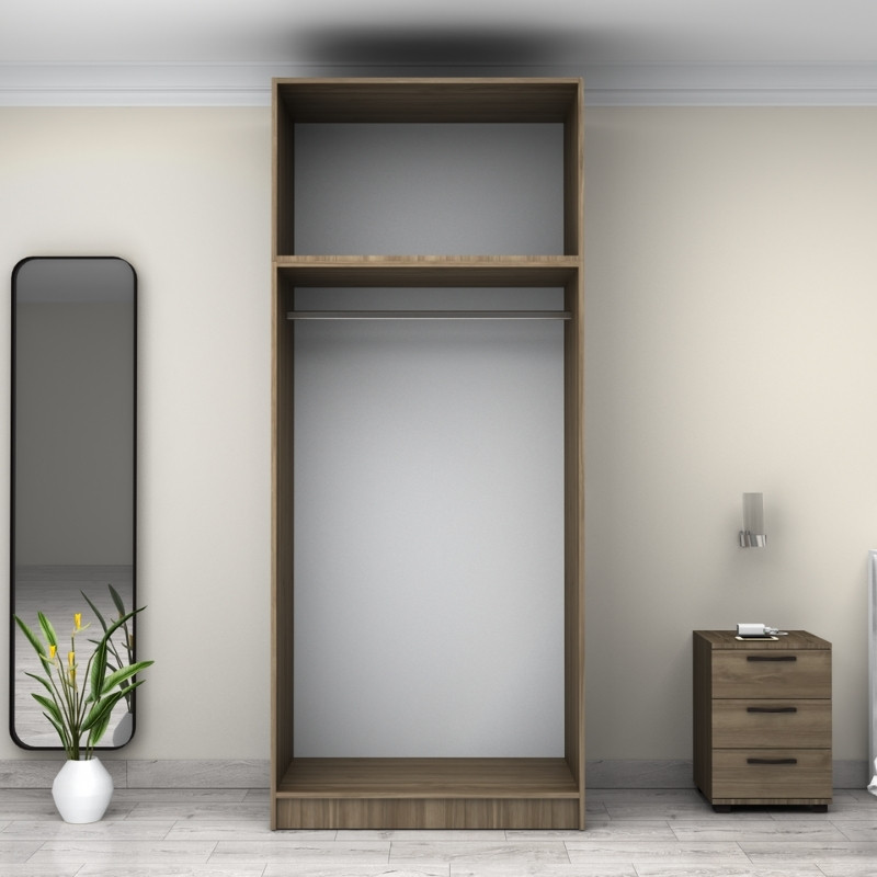 Ντουλάπα ρούχων Art Maison Finamore δίφυλλη με πατάρι χρώμα καρυδί 100x60x240εκ.