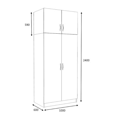 Ντουλάπα ρούχων Art Maison Finamore δίφυλλη με πατάρι χρώμα καρυδί 100x60x240εκ.