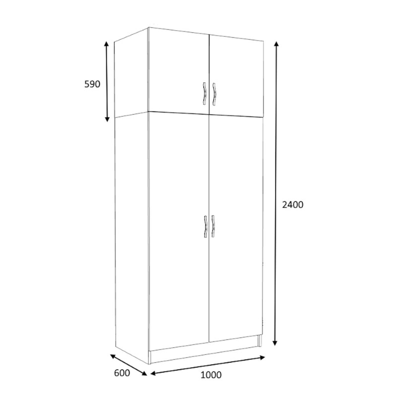 Ντουλάπα ρούχων Art Maison Finamore δίφυλλη με πατάρι χρώμα καρυδί 100x60x240εκ.