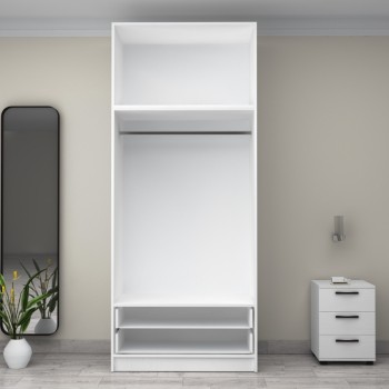 Ντουλάπα ρούχων Art Maison Aswa δίφυλλη με πατάρι και συρτάρια χρώμα λευκό 100x60x240εκ.