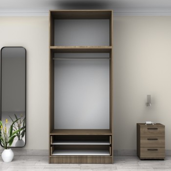 Ντουλάπα ρούχων Art Maison Aswa δίφυλλη με πατάρι και συρτάρια χρώμα καρυδί 100x60x240εκ.