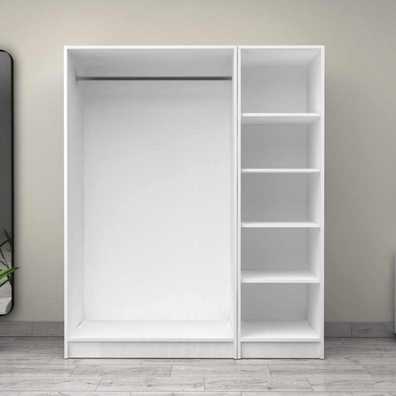 Ντουλάπα ρούχων Art Maison Franky τρίφυλλη χρώμα λευκό 150x60x181εκ.