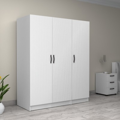 Ντουλάπα ρούχων Art Maison Franky τρίφυλλη χρώμα λευκό 150x60x181εκ.