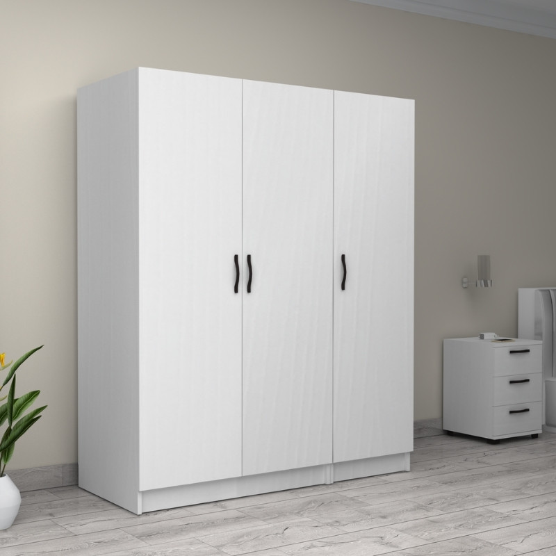 Ντουλάπα ρούχων Art Maison Franky τρίφυλλη χρώμα λευκό 150x60x181εκ.