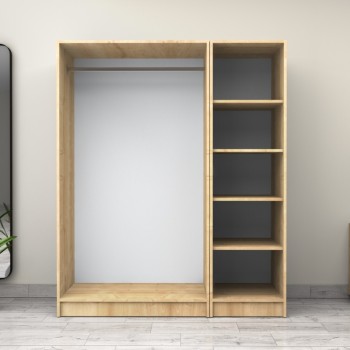 Ντουλάπα ρούχων Art Maison Franky τρίφυλλη χρώμα φυσικό οξιάς 150x60x181εκ.