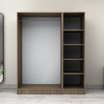 Ντουλάπα ρούχων Art Maison Franky τρίφυλλη χρώμα καρυδί 150x60x181εκ.