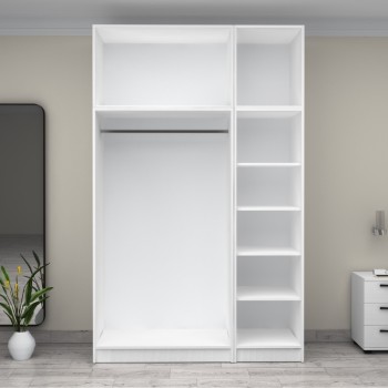 Ντουλάπα ρούχων Art Maison Fuga τρίφυλλη με πατάρι χρώμα λευκό 150x60x240εκ.
