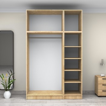 Ντουλάπα ρούχων Art Maison Fuga τρίφυλλη με πατάρι χρώμα φυσικό οξιάς 150x60x240εκ.