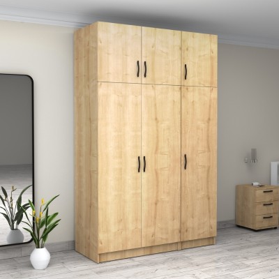 Ντουλάπα ρούχων Art Maison Fuga τρίφυλλη με πατάρι χρώμα φυσικό οξιάς 150x60x240εκ.