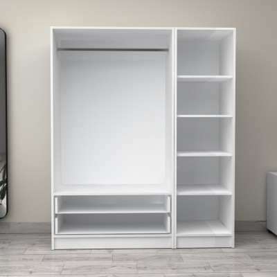 Ντουλάπα ρούχων Art Maison Fugetsu τρίφυλλη με συρτάρια χρώμα λευκό 150x60x181εκ.