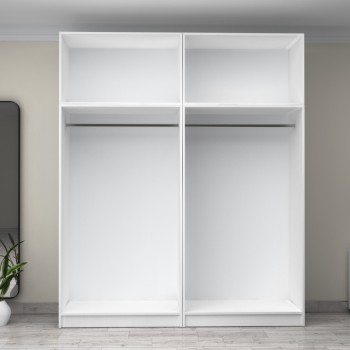 Ντουλάπα ρούχων Art Maison Fujin τετράφυλλη με πατάρι χρώμα λευκό 200x60x240εκ.