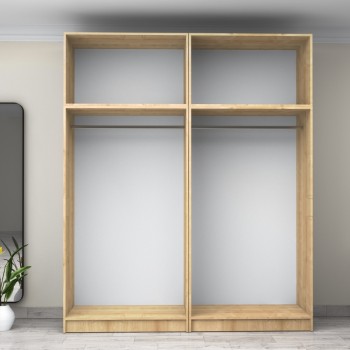 Ντουλάπα ρούχων Art Maison Fujin τετράφυλλη με πατάρι χρώμα φυσικό οξιάς 200x60x240εκ.