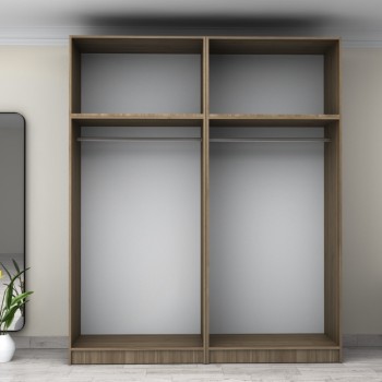 Ντουλάπα ρούχων Art Maison Fujin τετράφυλλη με πατάρι χρώμα καρυδί 200x60x240εκ.