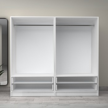 Ντουλάπα ρούχων Art Maison Fukurou τετράφυλλη με συρτάρια χρώμα λευκό 200x60x181εκ.