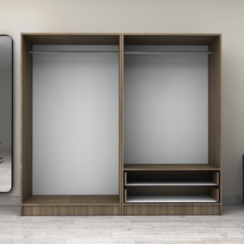 Ντουλάπα ρούχων Art Maison Gambia τετράφυλλη με συρτάρια χρώμα καρυδί 200x60x181εκ.