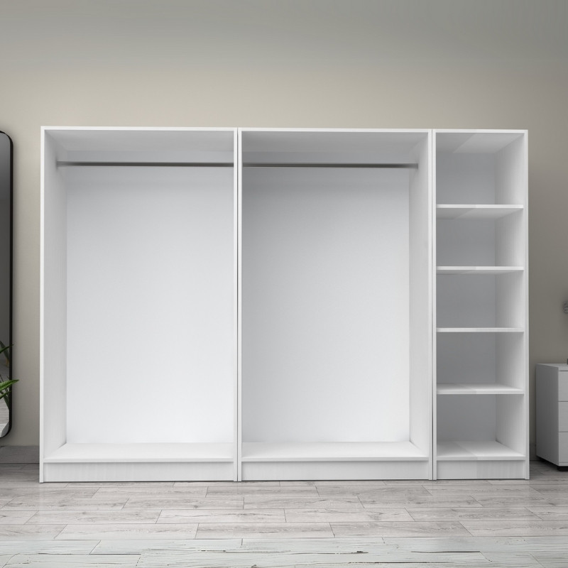 Ντουλάπα ρούχων Art Maison Furika πεντάφυλλη χρώμα λευκό 250x60x181εκ.