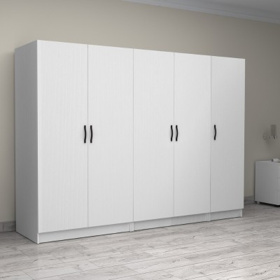 Ντουλάπα ρούχων Art Maison Furika πεντάφυλλη χρώμα λευκό 250x60x181εκ.