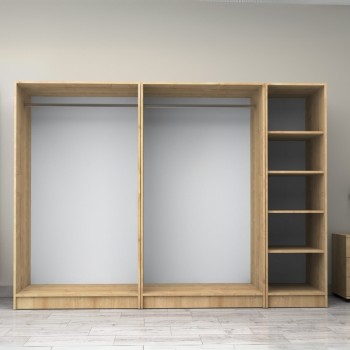 Ντουλάπα ρούχων Art Maison Garudan πεντάφυλλη χρώμα φυσικό οξιάς 250x60x181εκ.