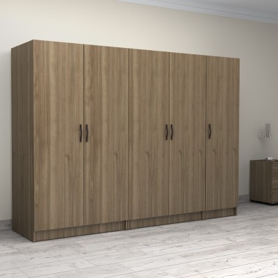 Ντουλάπα ρούχων Art Maison Furika πεντάφυλλη χρώμα καρυδί 250x60x181εκ.