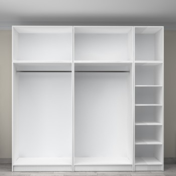 Ντουλάπα ρούχων Art Maison Fuza πεντάφυλλη με πατάρι χρώμα λευκό 250x60x240εκ.