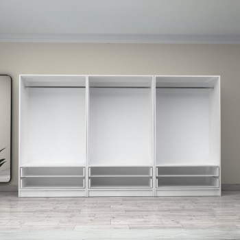 Ντουλάπα ρούχων Art Maison Gaimon εξάφυλλη με συρτάρια χρώμα λευκό 300x60x181εκ.