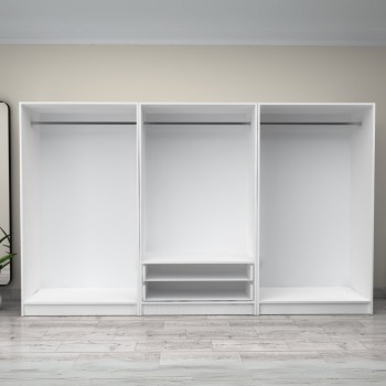 Ντουλάπα ρούχων Art Maison Gangaru εξάφυλλη με συρτάρια χρώμα λευκό 300x60x181εκ.