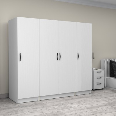 Ντουλάπα ρούχων Art Maison Furrari τετράφυλλη χρώμα λευκό 200x60x181εκ.