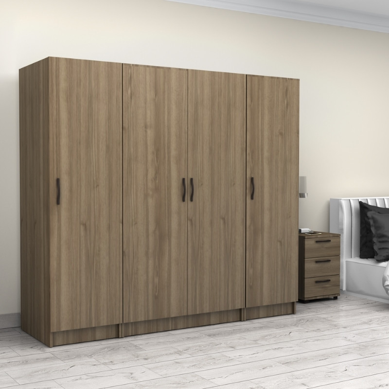 Ντουλάπα ρούχων Art Maison Furrari τετράφυλλη χρώμα καρυδί 200x60x181εκ.