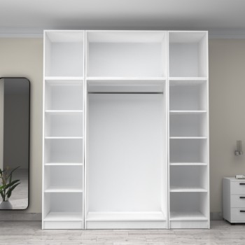 Ντουλάπα ρούχων Art Maison Galaxy τετράφυλλη με πατάρι χρώμα λευκό 200x60x240εκ.