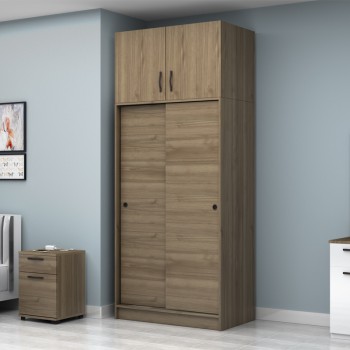 Ντουλάπα ρούχων Art Maison Farul δίφυλλη συρόμενη με πατάρι χρώμα καρυδί 100x60x240εκ.