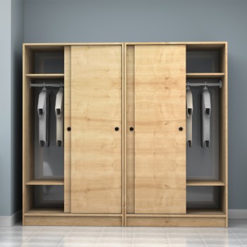 Ντουλάπα ρούχων Art Maison Dedenne τετράφυλλη συρόμενη χρώμα φυσικό οξιάς 200x60x181εκ.