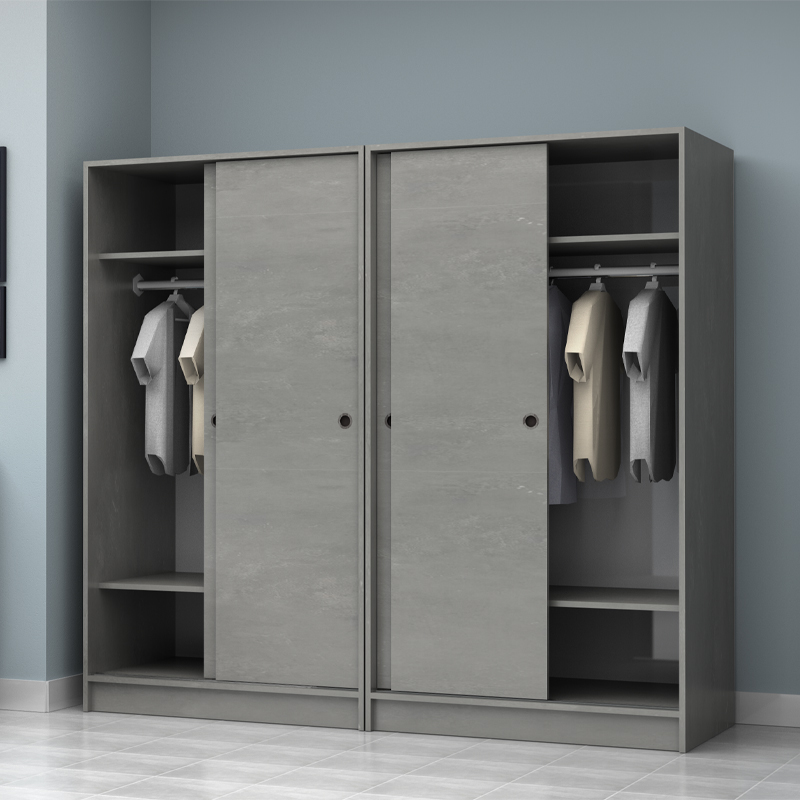 Ντουλάπα ρούχων Art Maison Dedenne τετράφυλλη συρόμενη χρώμα γκρι σκυροδέματος 200x60x181εκ.