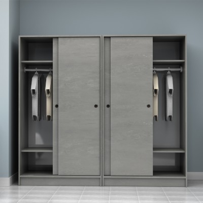 Ντουλάπα ρούχων Art Maison Dedenne τετράφυλλη συρόμενη χρώμα γκρι σκυροδέματος 200x60x181εκ.