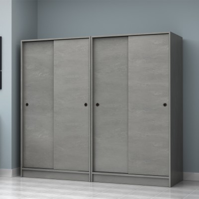 Ντουλάπα ρούχων Art Maison Dedenne τετράφυλλη συρόμενη χρώμα γκρι σκυροδέματος 200x60x181εκ.