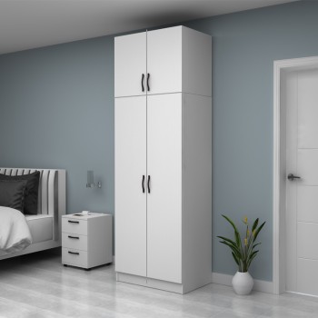 Ντουλάπα ρούχων Art Maison Eiri δίφυλλη με πατάρι χρώμα λευκό 80x51,8x240εκ.