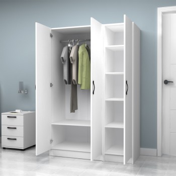 Ντουλάπα ρούχων Art Maison Emet τρίφυλλη χρώμα λευκό 120x51,8x181εκ.