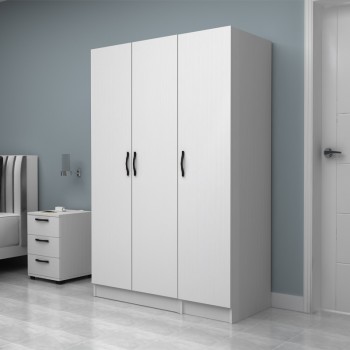 Ντουλάπα ρούχων Art Maison Emet τρίφυλλη χρώμα λευκό 120x51,8x181εκ.