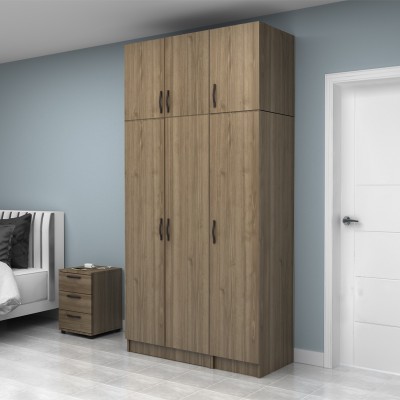 Ντουλάπα ρούχων Art Maison Estrid τρίφυλλη με πατάρι χρώμα καρυδί 120x51,8x240εκ.