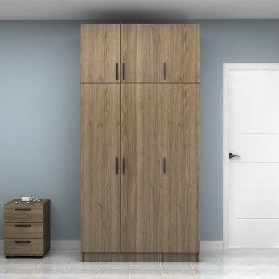 Ντουλάπα ρούχων Art Maison Estrid τρίφυλλη με πατάρι χρώμα καρυδί 120x51,8x240εκ.