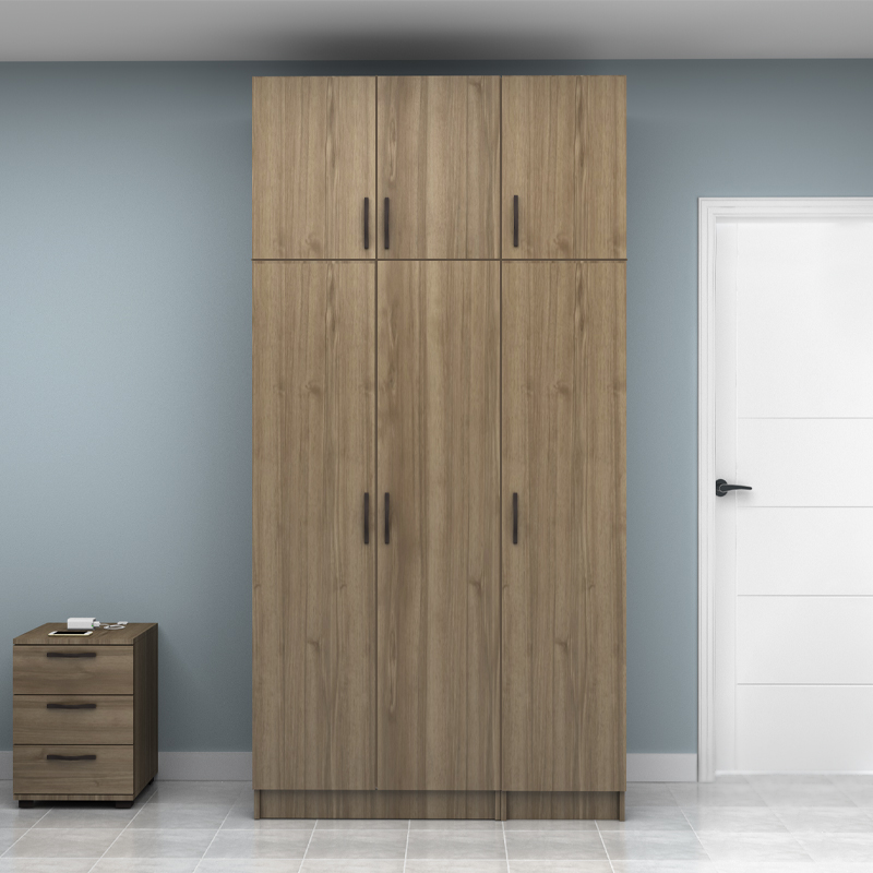 Ντουλάπα ρούχων Art Maison Estrid τρίφυλλη με πατάρι χρώμα καρυδί 120x51,8x240εκ.