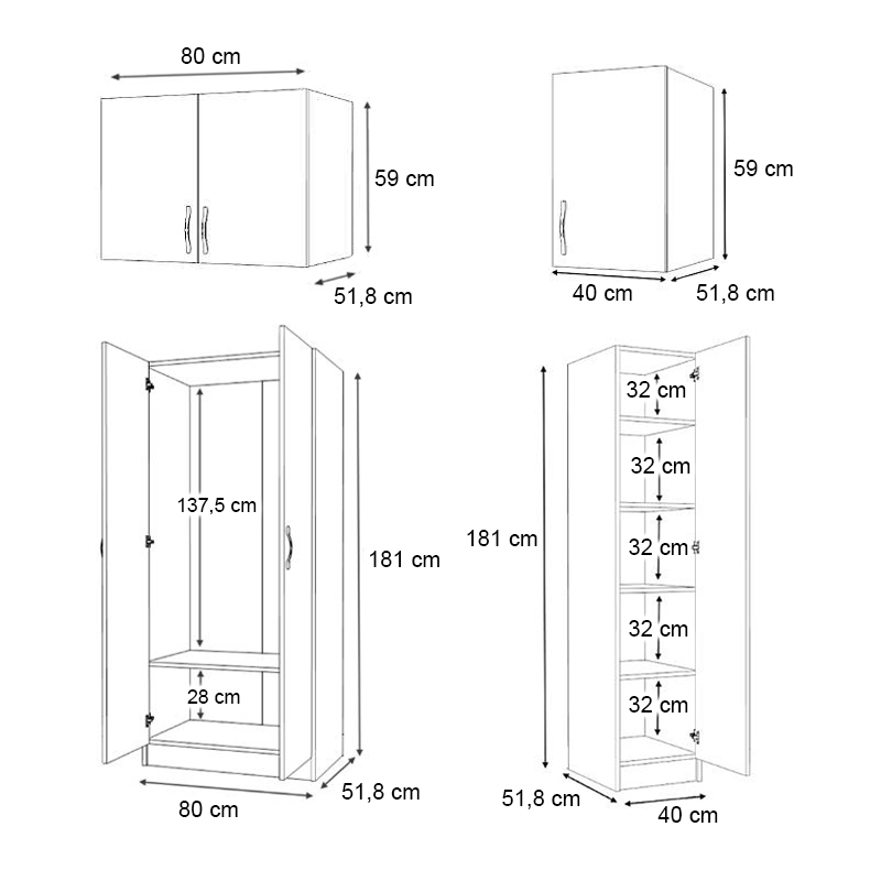 Ντουλάπα ρούχων Art Maison Estrid τρίφυλλη με πατάρι χρώμα καρυδί 120x51,8x240εκ.