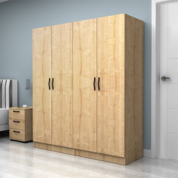 Ντουλάπα ρούχων Art Maison Eikon τετράφυλλη χρώμα φυσικό οξιάς 160x51,8x181εκ.