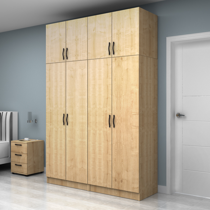 Ντουλάπα ρούχων Art Maison Enel τετράφυλλη με πατάρι χρώμα φυσικό οξιάς 160x51,8x240εκ.