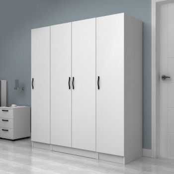 Ντουλάπα ρούχων Art Maison Elbow τετράφυλλη χρώμα λευκό 160x51,8x181εκ.