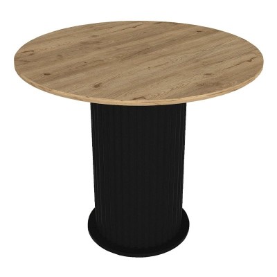 Σετ τραπεζαρία 5τμχ Art Maison Islewan χρώμα μαύρο/sepet oak - γκρι Ø90x77,7εκ.