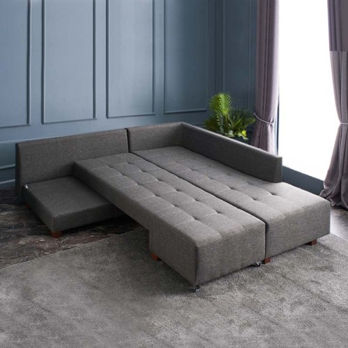 Γωνιακός καναπές - κρεβάτι δεξιά γωνία Art Maison Κρήτη - Charcoal (280x206x85εκ.)